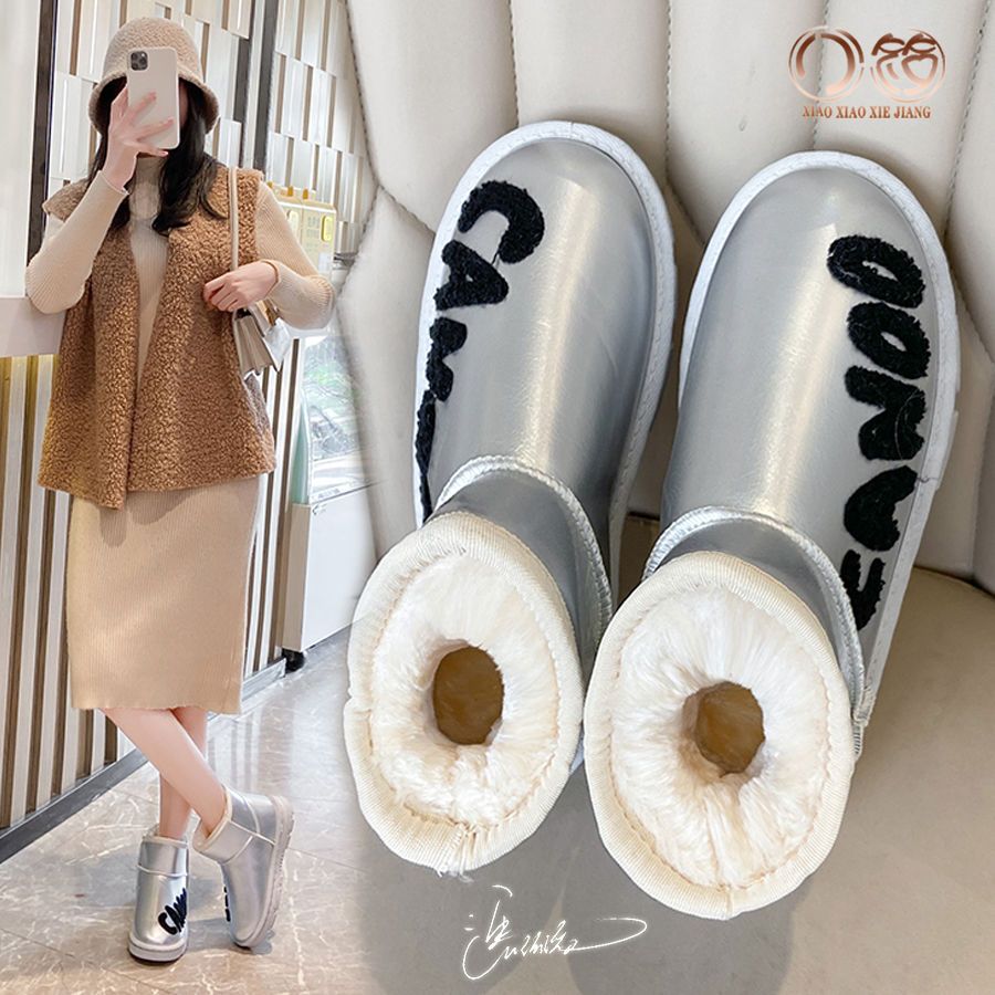 网红加绒加厚雪地靴女2023年新款冬季韩版时尚百搭短筒保暖棉鞋潮