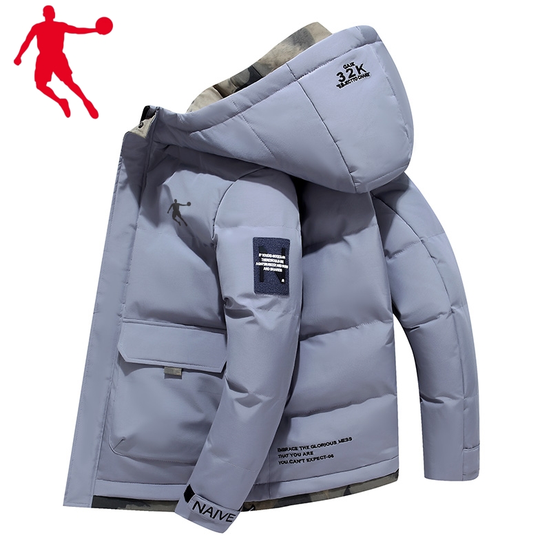 乔丹青年休闲运动棉服男冬装跑步工装夹克棉衣加厚羽绒服外套棉袄