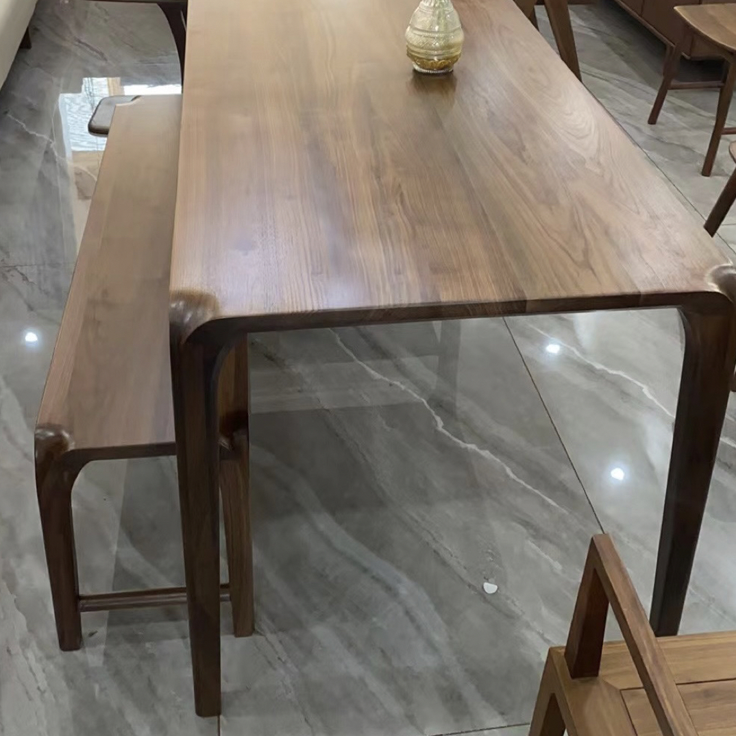 北美黑胡桃木榫卯工艺餐桌轻奢现代简约实木饭桌