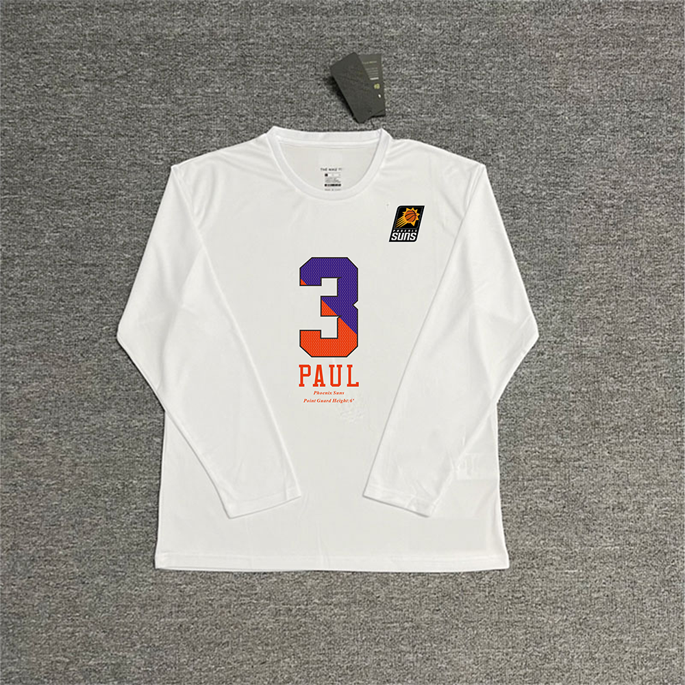 太阳杜兰特长袖训练服保罗布克投篮训练服速干出场服T恤户外美式