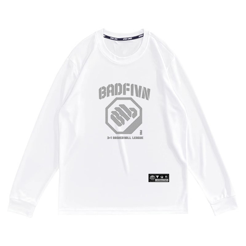 潮流图案长袖投篮服T恤男美式篮球训练服运动跑步上衣透气网眼潮