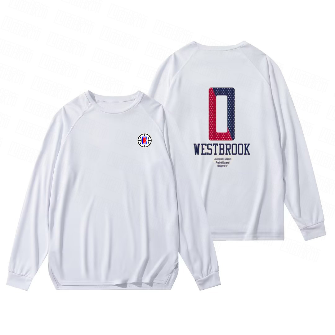 威少快船哈登投篮长袖训练服乔治伦纳德球服运动篮球长袖宽松速干