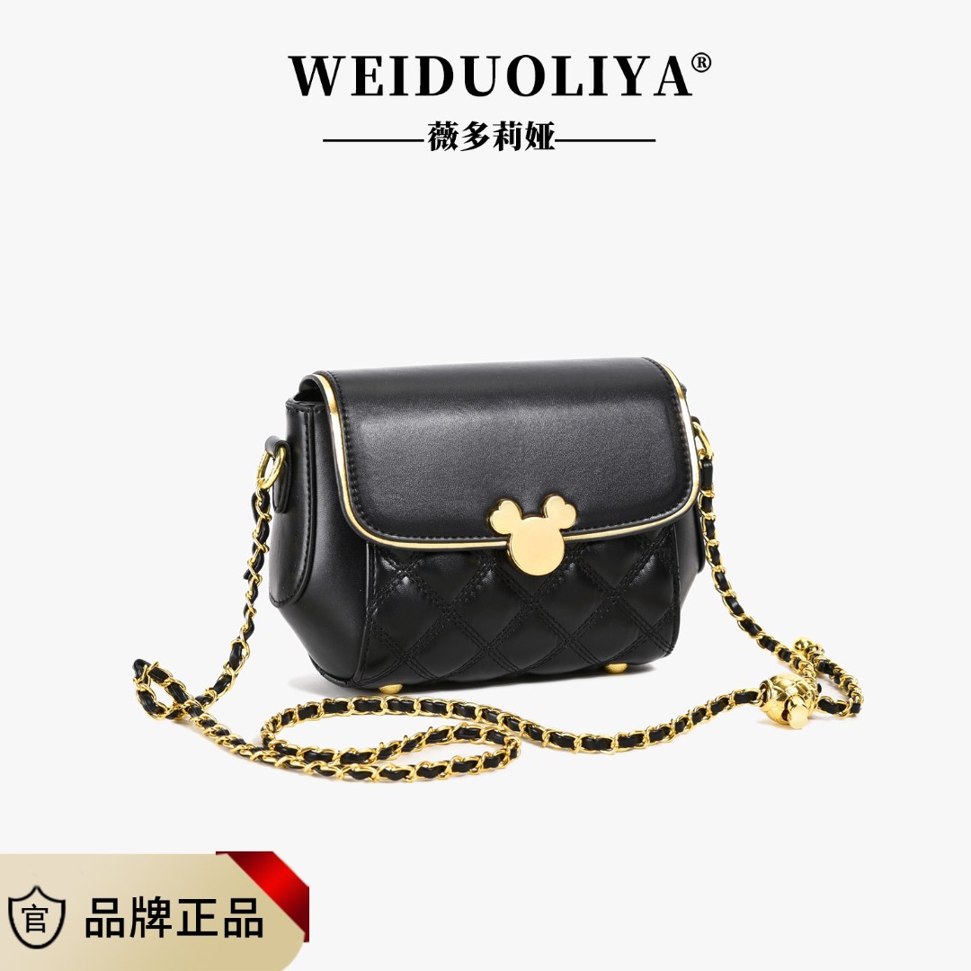 961【带礼盒】黑色链条包百搭小方包小香风女士单肩包小众斜跨包