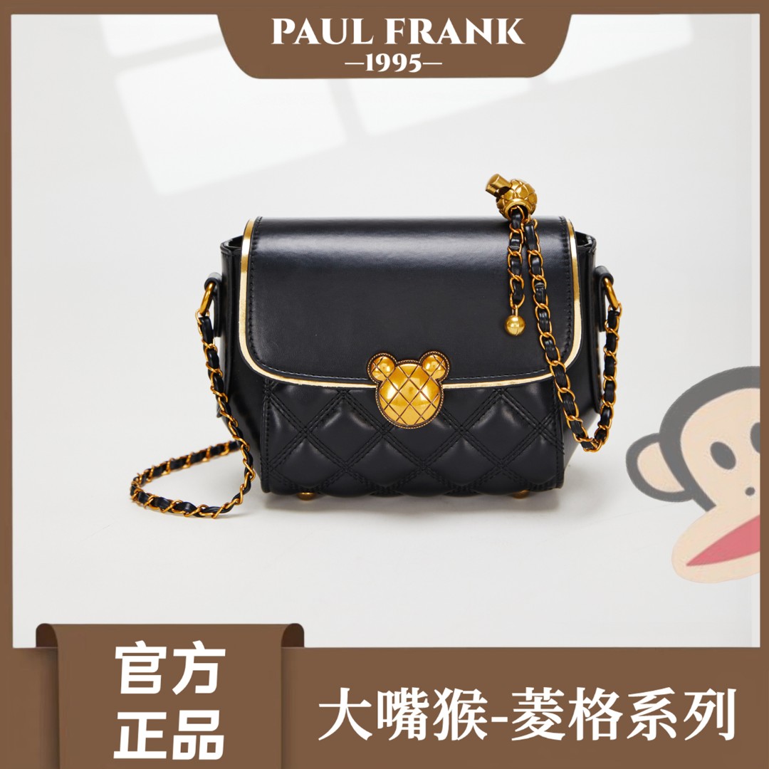 paul frank/大嘴猴黑色小方包单肩包百搭斜挎包970【有礼盒】