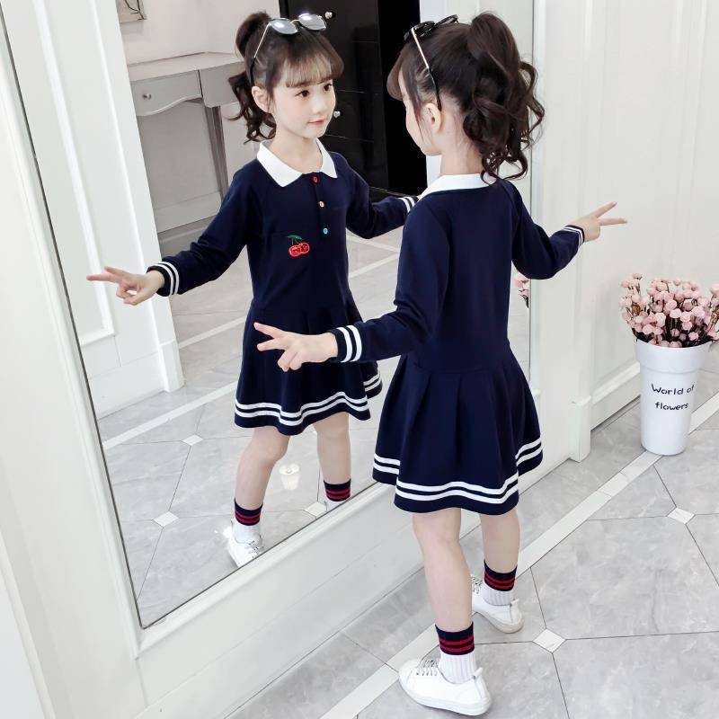 童装女春秋长袖连衣裙2023新款学院风公主裙3-5-7-9-13女孩洋气裙