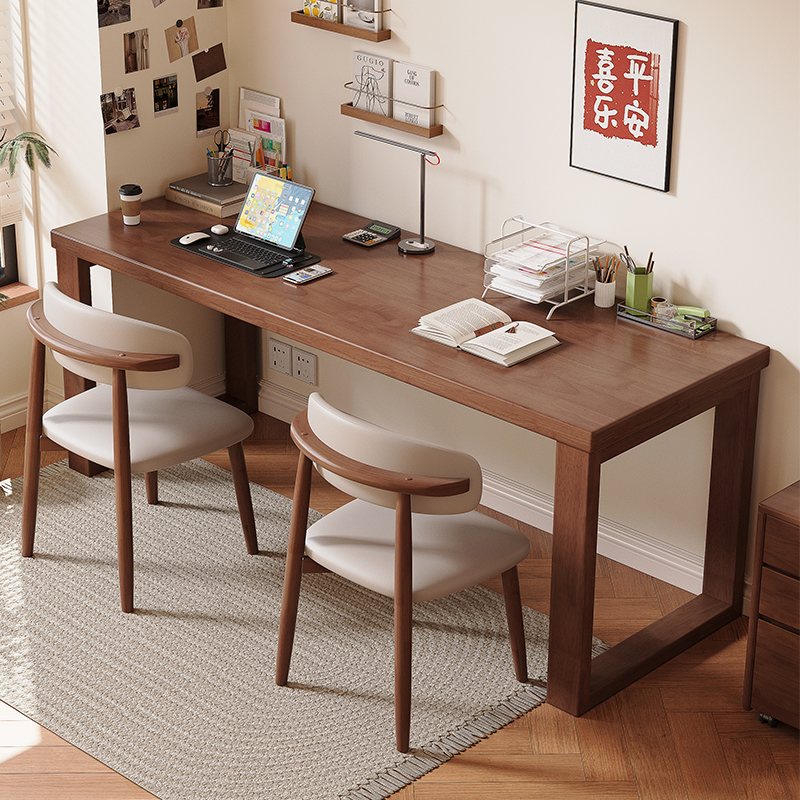 全实木书桌学习桌书法桌卧室电脑桌客厅简约长条办公桌加厚大板桌