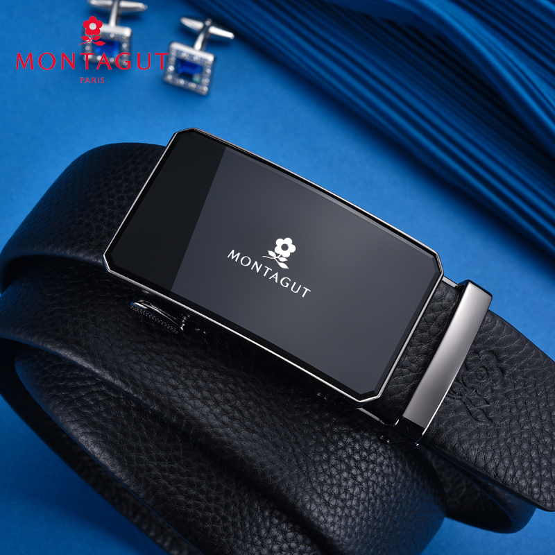 梦特娇男士皮带商务高档头层牛皮腰带礼盒百搭真皮裤带中青年韩版