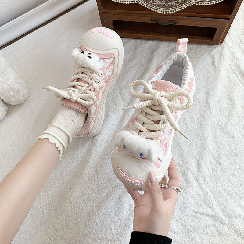 回力瑞开口笑帆布鞋新款女鞋大头丑萌小白鞋小众板鞋女白鹿同款鞋