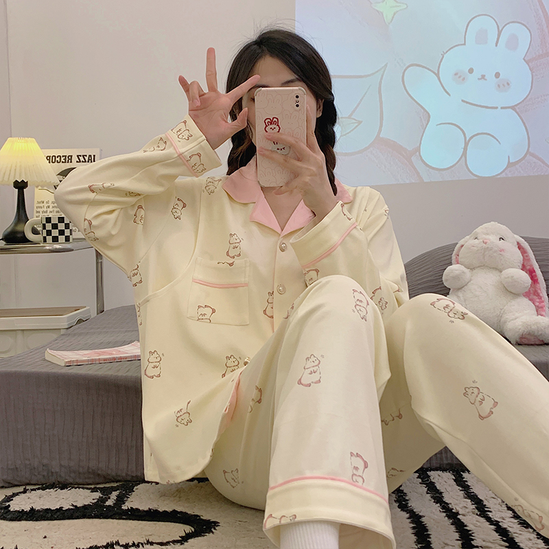 【秋冬带胸垫】纯棉月子服气质家居服怀孕期孕妇哺乳睡衣产后月子服
