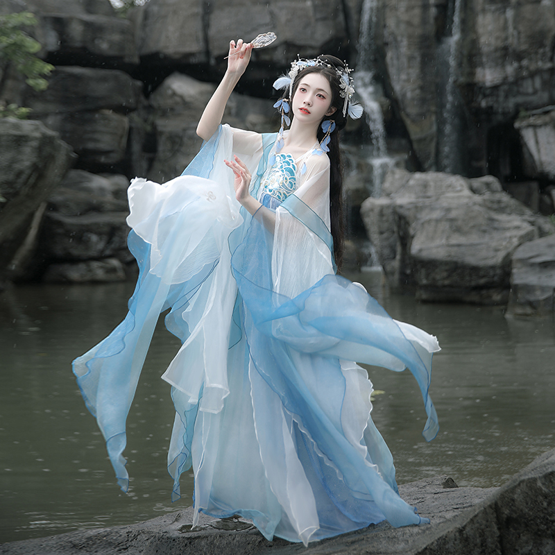 汉尚华莲青青原创仙气汉服2024新款碧波云影唐制改良诃子裙