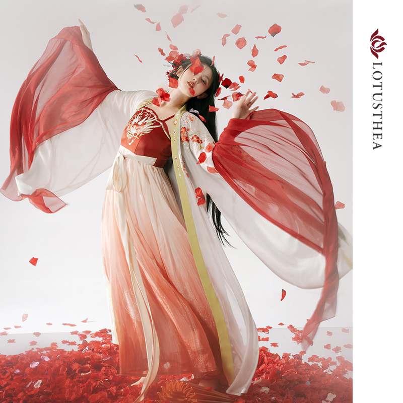 汉尚华莲【钗灯影】原创汉服仙气飘逸重工刺绣吊带齐腰连衣裙古风