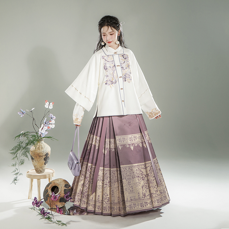 【半簪花意单品】汉尚华莲披袄秋冬汉服女刺绣上袄织金马面裙