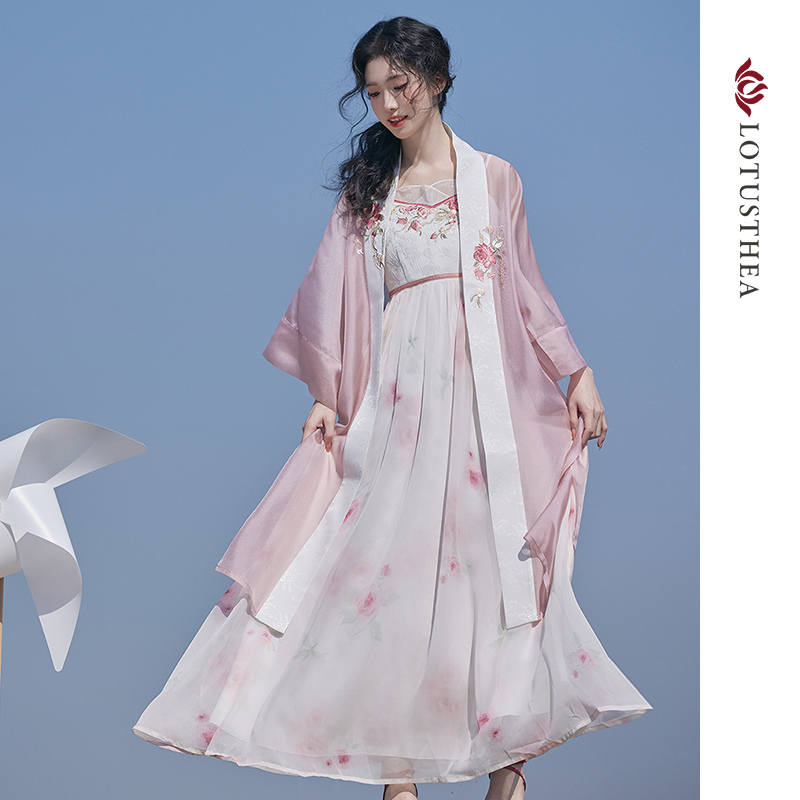 汉尚华莲【月季小姐+烟光瑬莲】汉元素宋制汉服吊带连衣裙夏季薄款