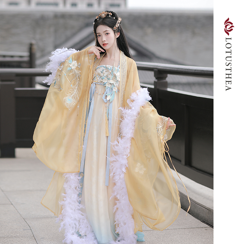 汉尚华莲踏羽霓裳原创汉服套装女款重工唐制改良诃子裙大袖衫套装