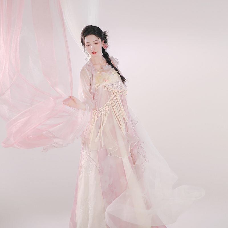 汉尚华莲原创汉服女夏暮语蔷薇仙气汉元素外套连衣裙两件套装