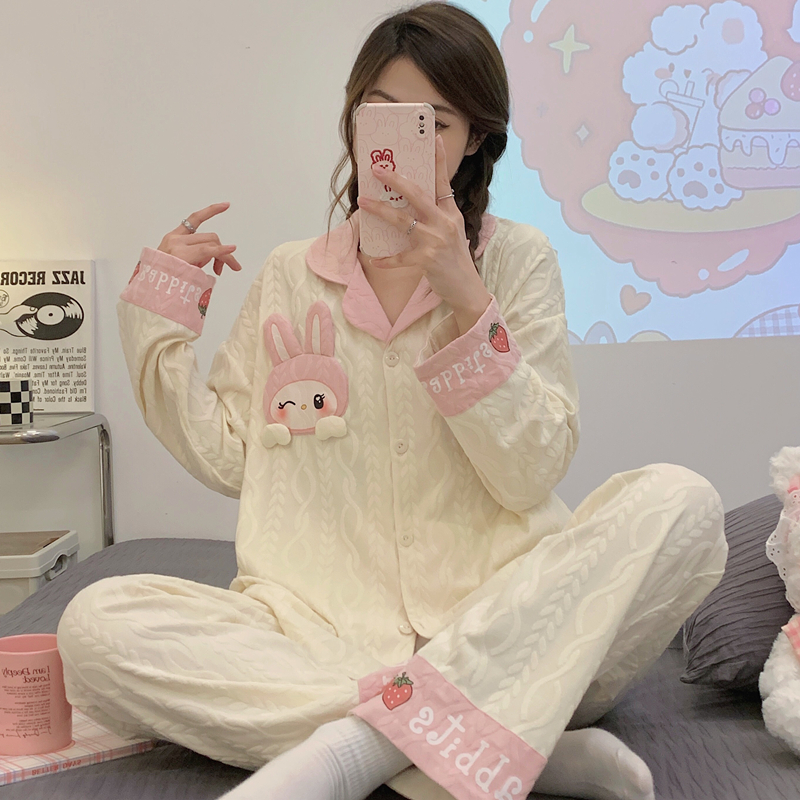 睡衣女款春秋季纯棉长袖高级感可外穿爆款2023新款女士家居服套装