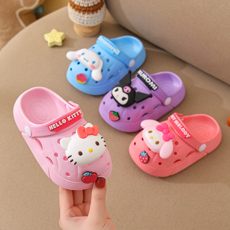 妙优童三丽鸥儿童洞洞鞋夏季男童女童可爱库洛米防滑沙滩包头拖鞋