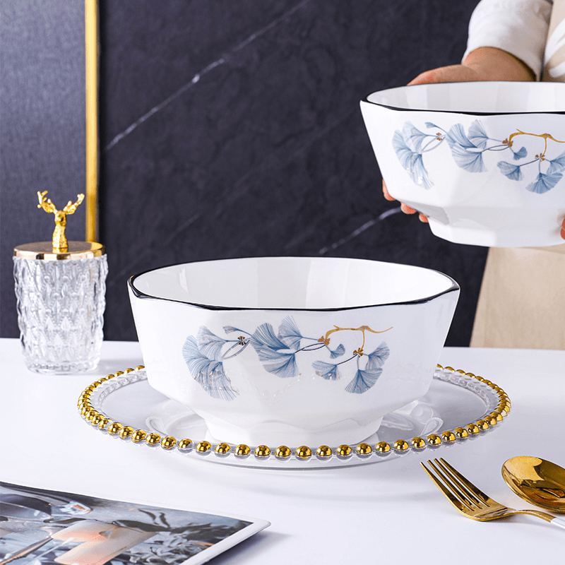 【陶园春】浪漫情缘8英寸汤碗2个装中式家用创意陶瓷大号碗