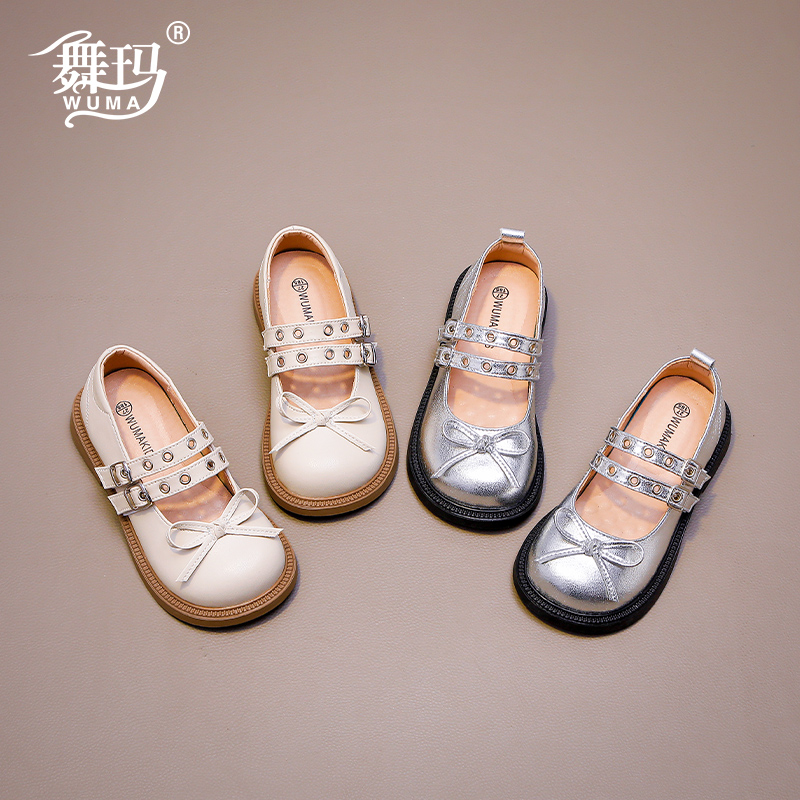 女童鞋子儿童真皮公主鞋2024新款春秋女孩秋季软底时尚皮鞋433511