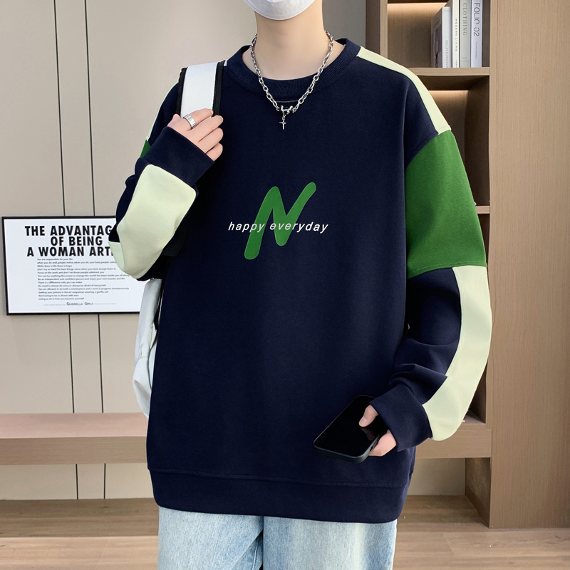 无帽卫衣男款春秋季潮牌宽松圆领上衣服内搭秋装休闲打底长袖T恤