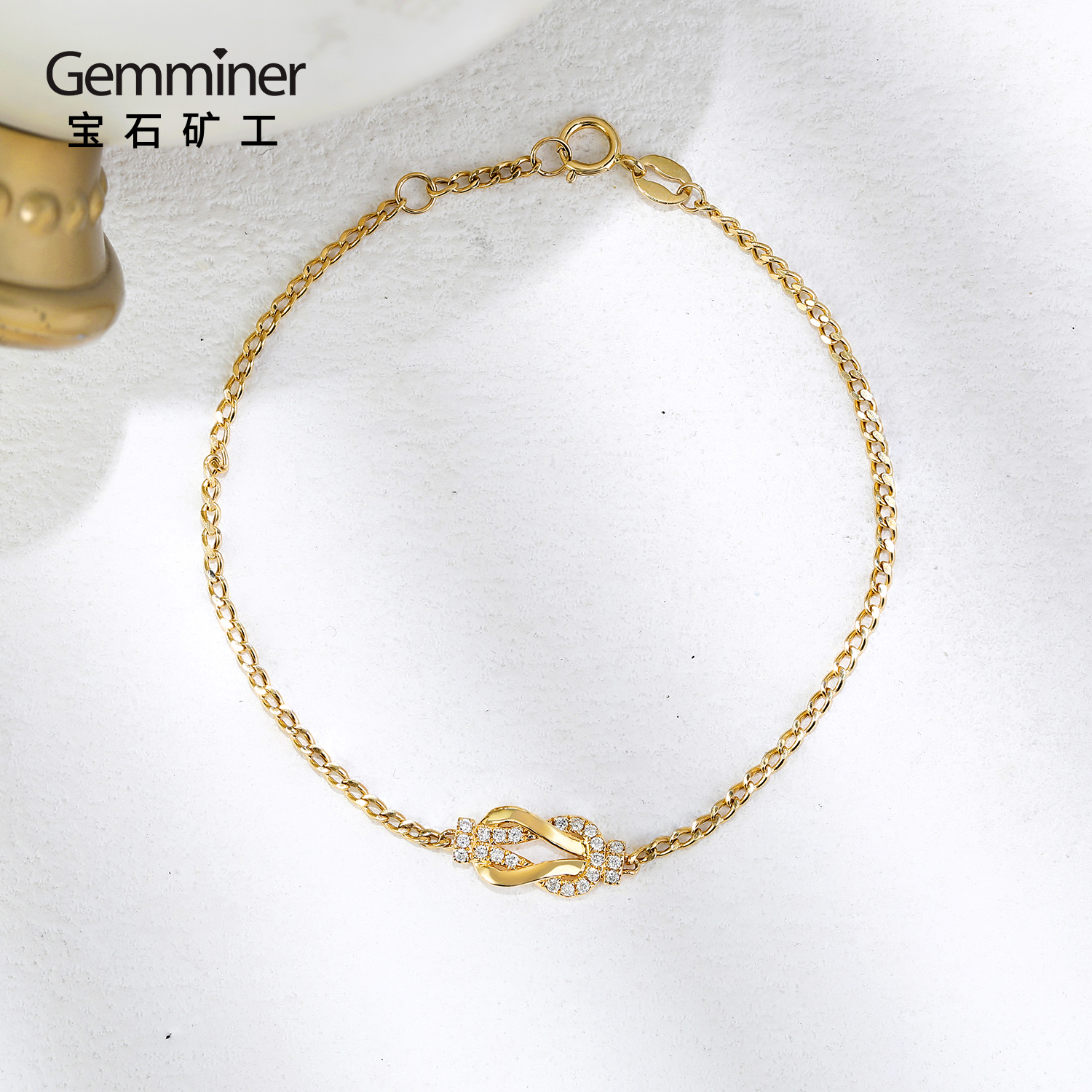 宝石矿工【双马蹄扣】18K金钻石手链戒指