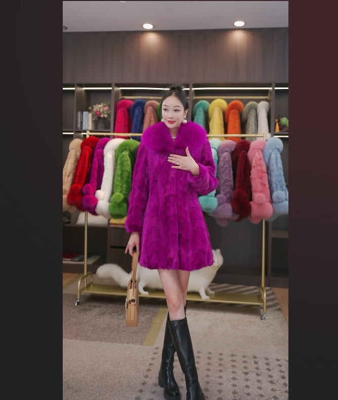 海宁2025新款（工厂高定）时尚气质冬款女装进口水貂中长款外套大衣
