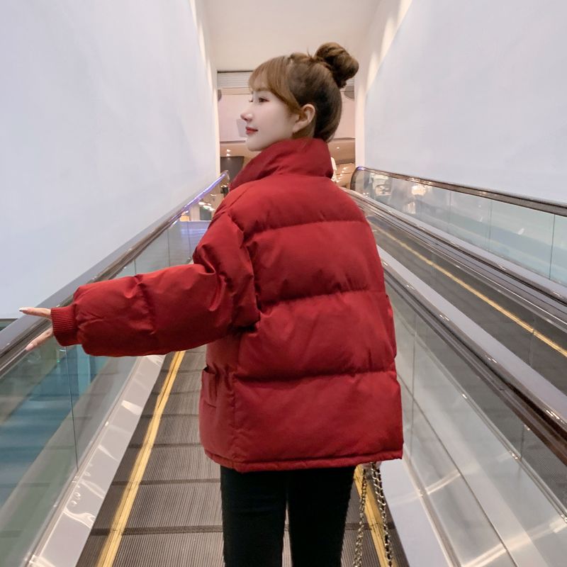 波司豋冬季红色羽绒服服2023新短款韩版棉袄女小个子面包服宽松棉