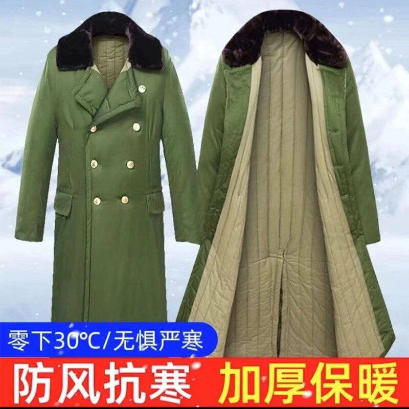 2023新款冬季潮流军绿色大衣超厚加厚加肥长款过膝保暖抗寒挡风