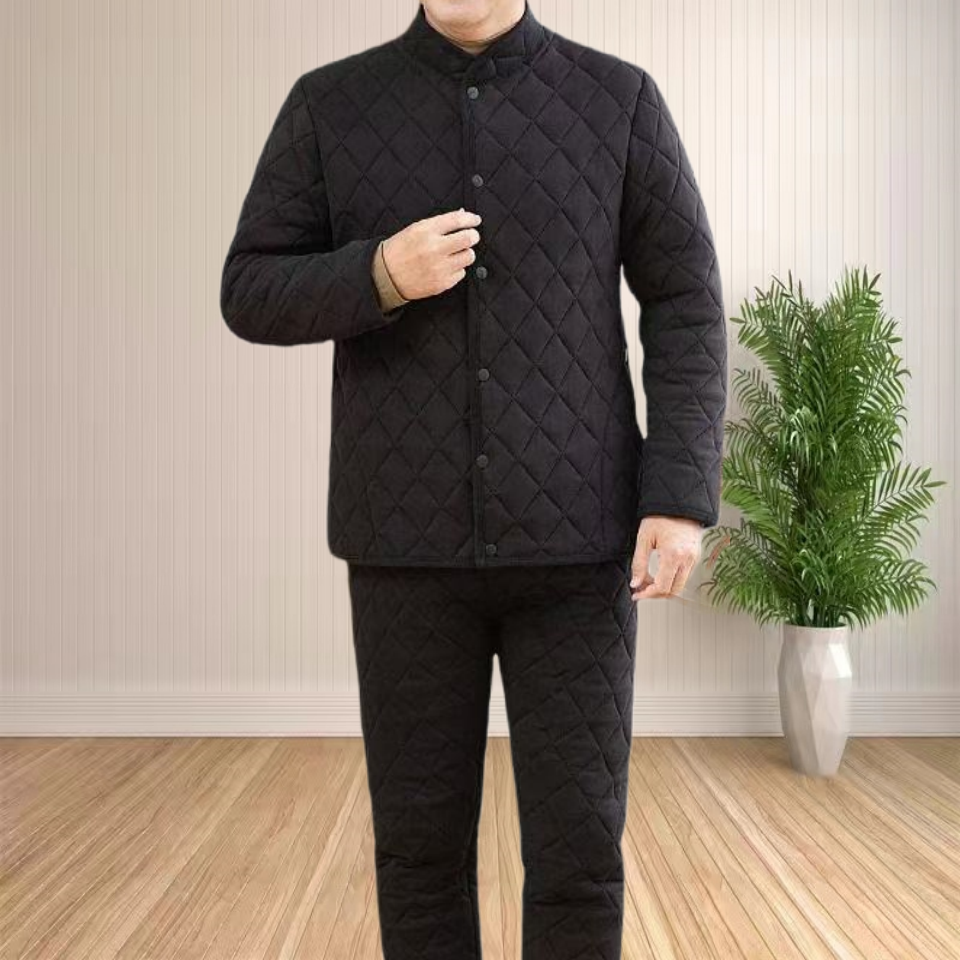 冬季中老年加厚保暖棉衣爸爸棉服棉裤套装