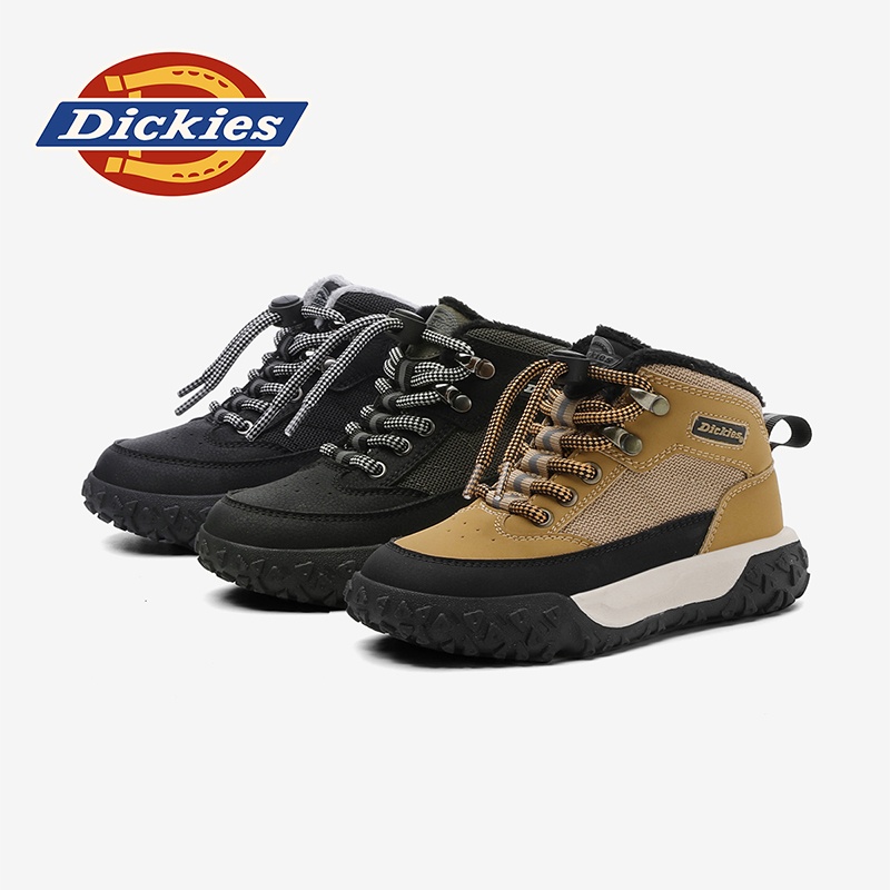 Dickies童鞋冬季款雪地靴保暖二棉2025厚底中帮筒靴棉款男女童鞋