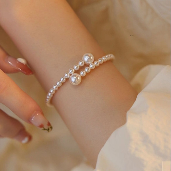 铜合金仿珍珠手镯 铜合金仿珍珠手镯 s632-8轻奢贝珠
