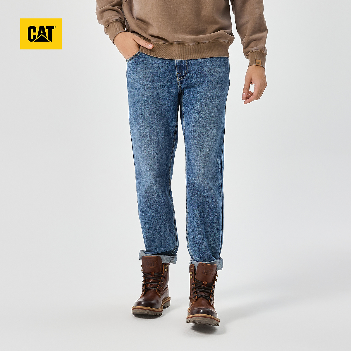 CAT卡特24秋新品男士舒适休闲易搭标准直筒牛仔裤
