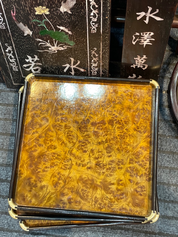 金丝楠铜包角大方茶盘31*31