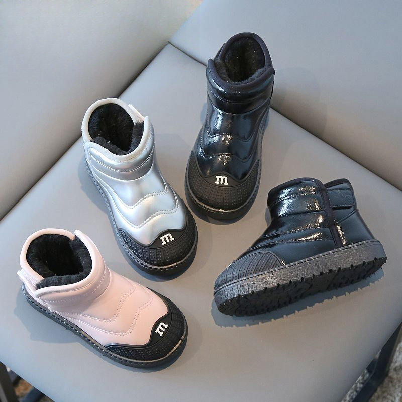 巴菈拉冬季儿童雪地靴加绒男童加厚女童短靴子防泼水宝宝保暖防CX