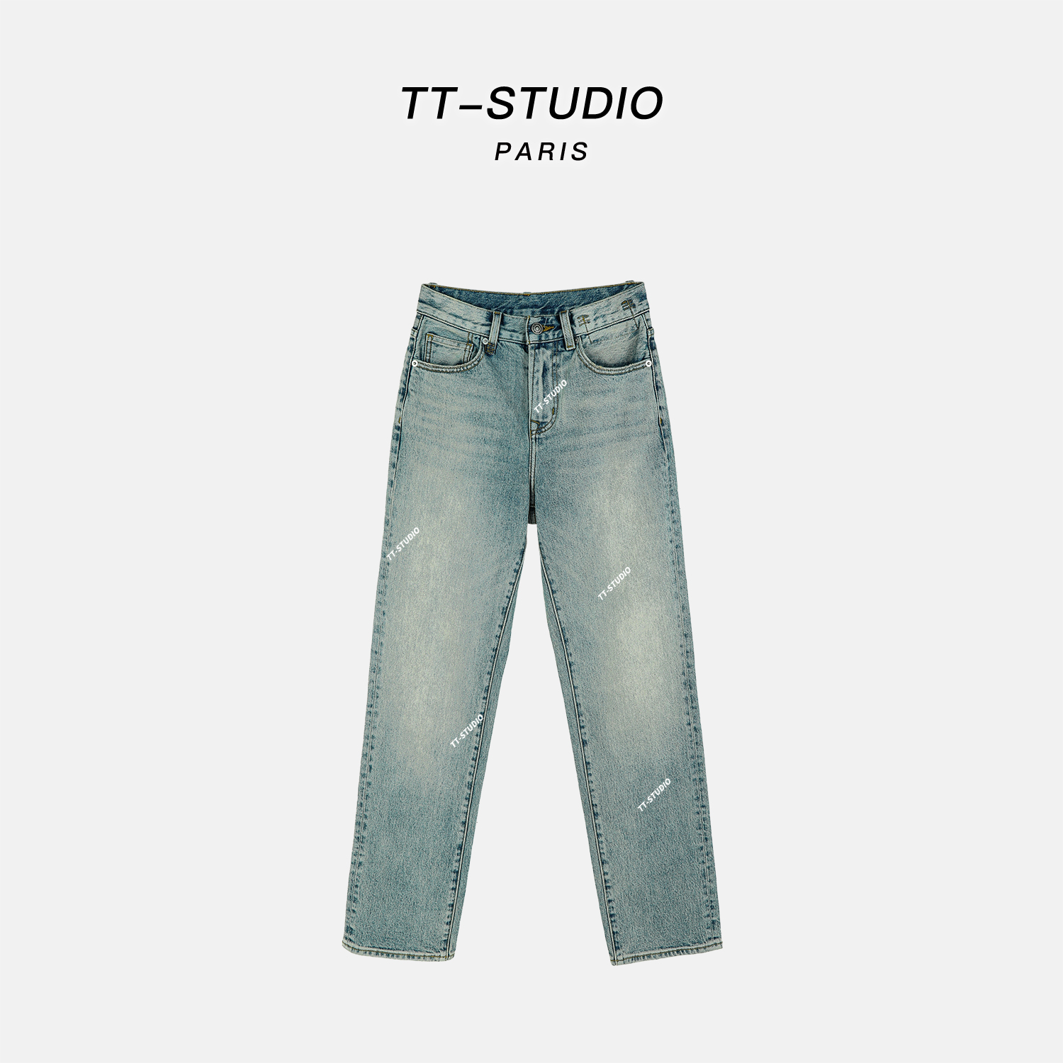 TT【直腿裤】夏季新款休闲百搭高腰牛仔裤TTK7701