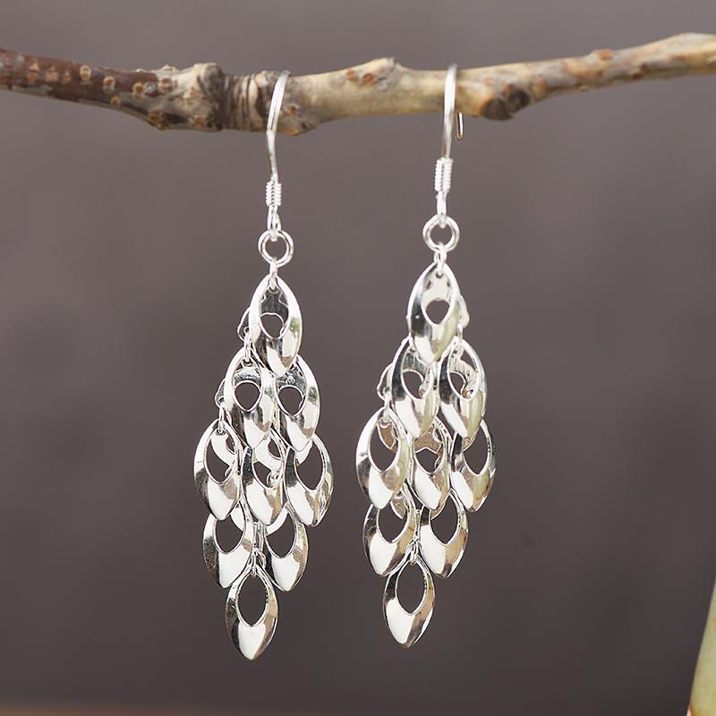 足银耳饰 纯银耳环999日韩款波西米亚风耳坠时尚气质超仙长款流苏