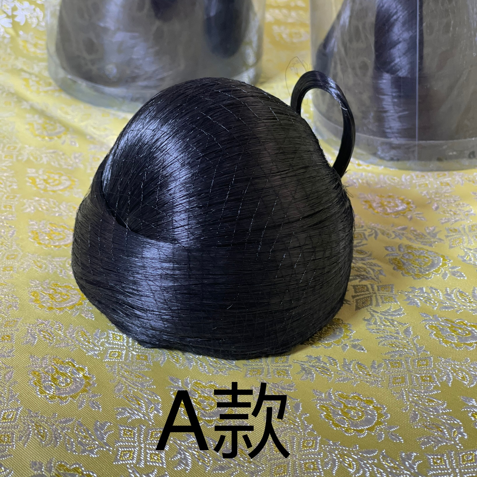 西双版纳傣族服饰小众头饰黑色时尚网红秋冬盘发假发包圆形简约