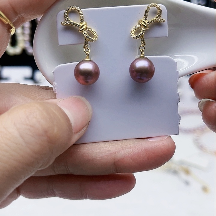 淡水珍珠耳饰银S925镶嵌