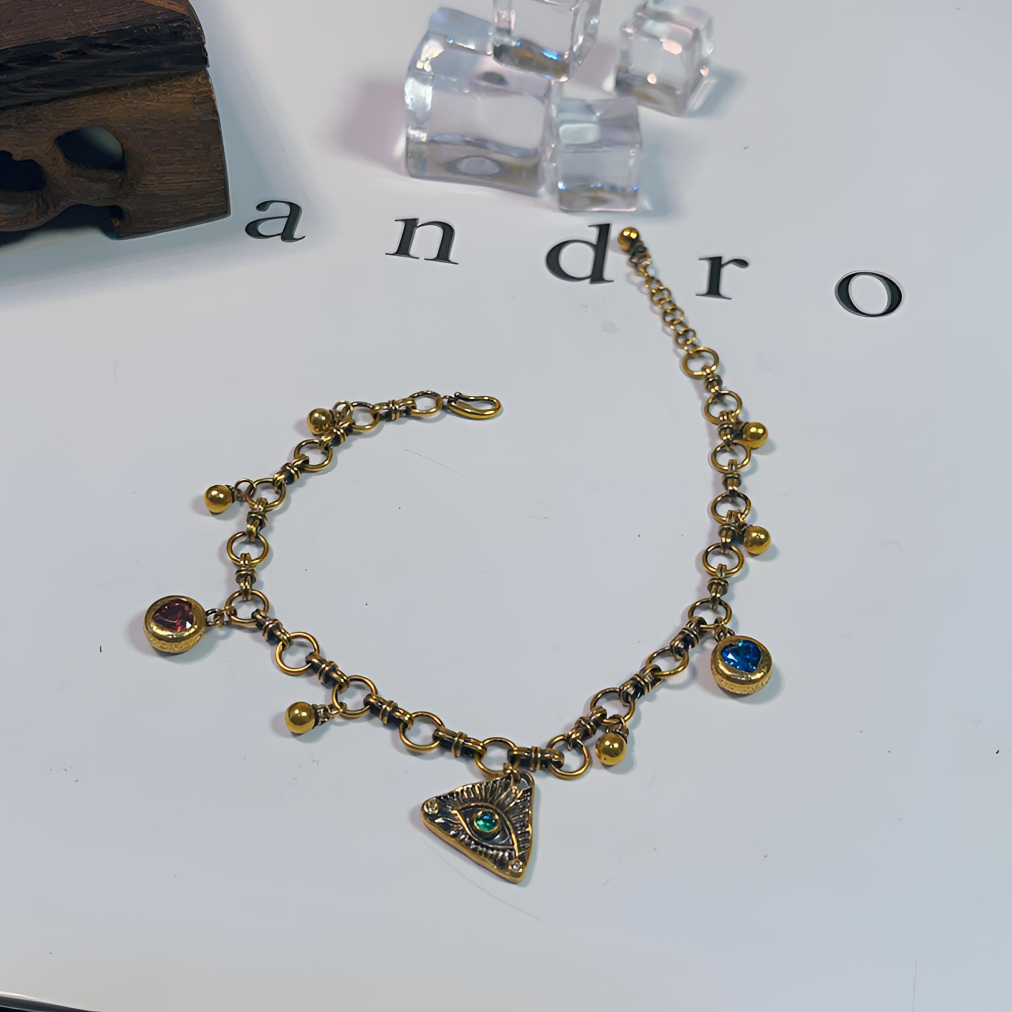 金潮坊珠宝  轻奢时尚小众个性潮酷恶魔之眼镶嵌手链足金999