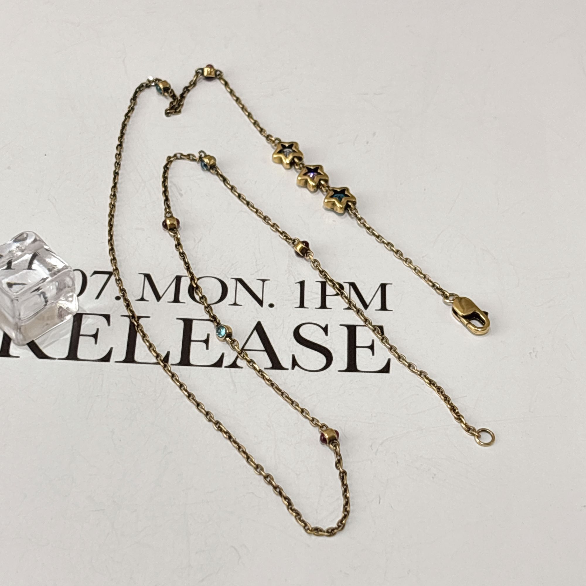 金潮坊珠宝 精致时尚轻奢气质经典百搭电黑足金999镶嵌星星项链