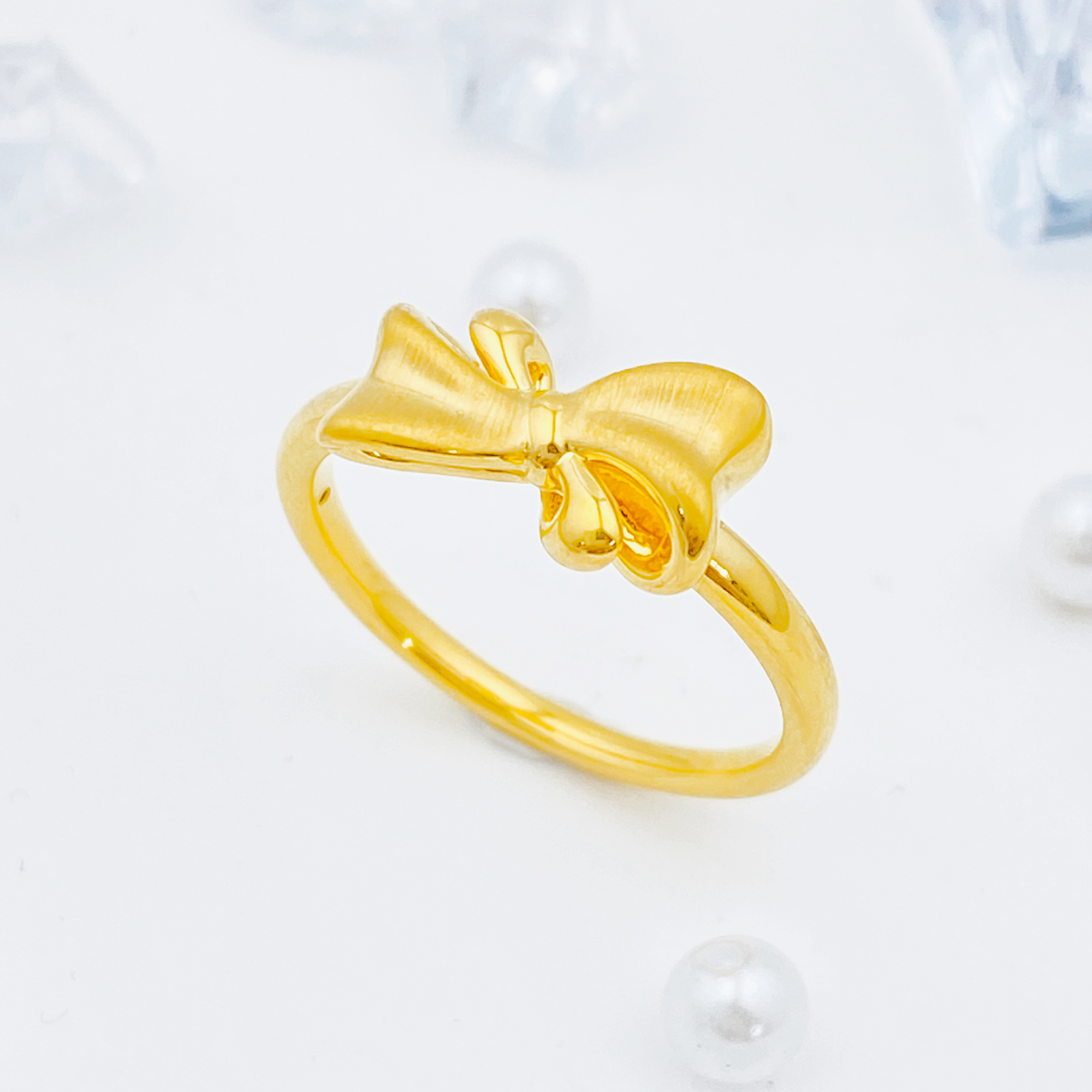 【国潮】足金999 拉丝甜心蝴蝶结戒指 1.29 19圈口