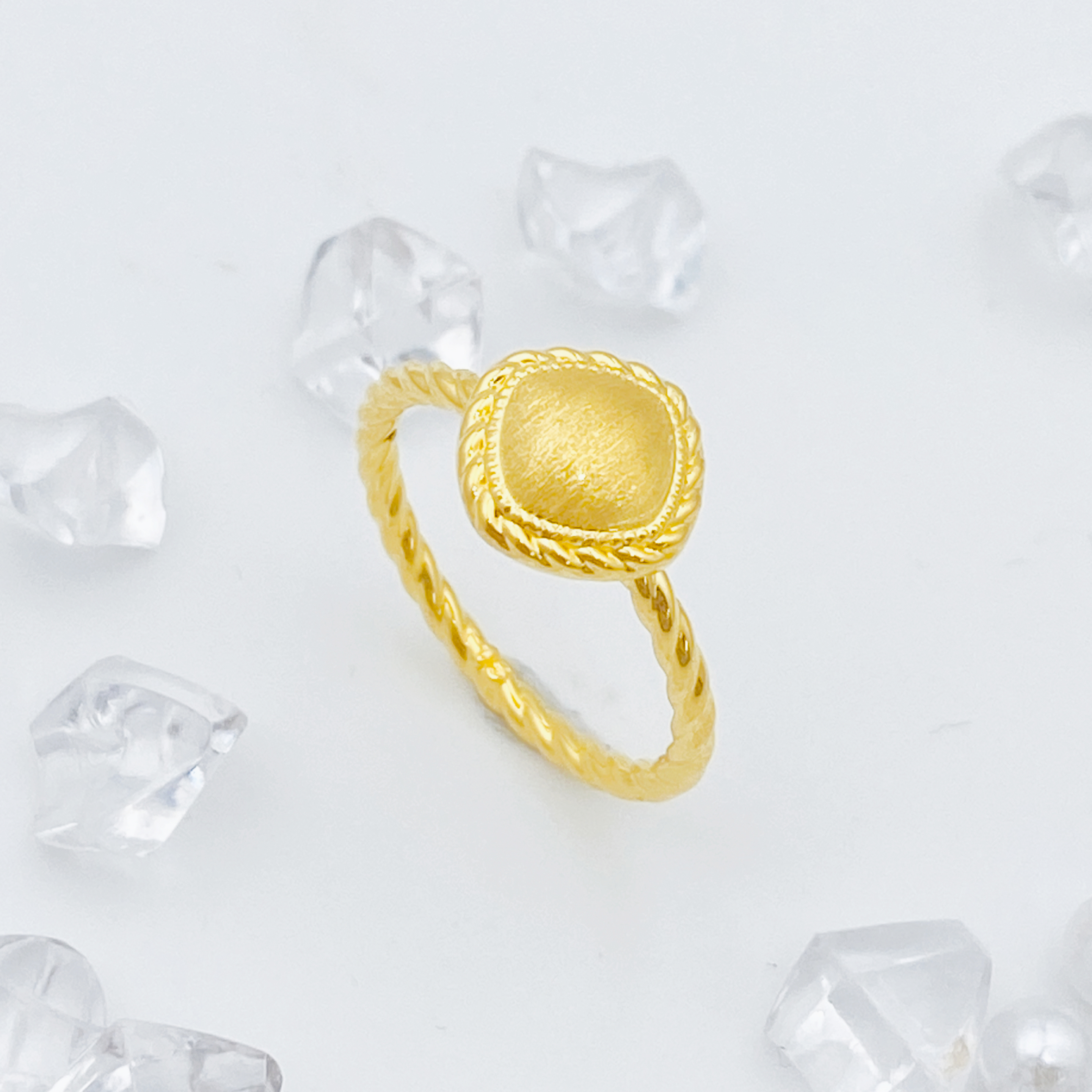 【优加】足金999 麻花拉丝纽扣戒指 1.29 19圈口