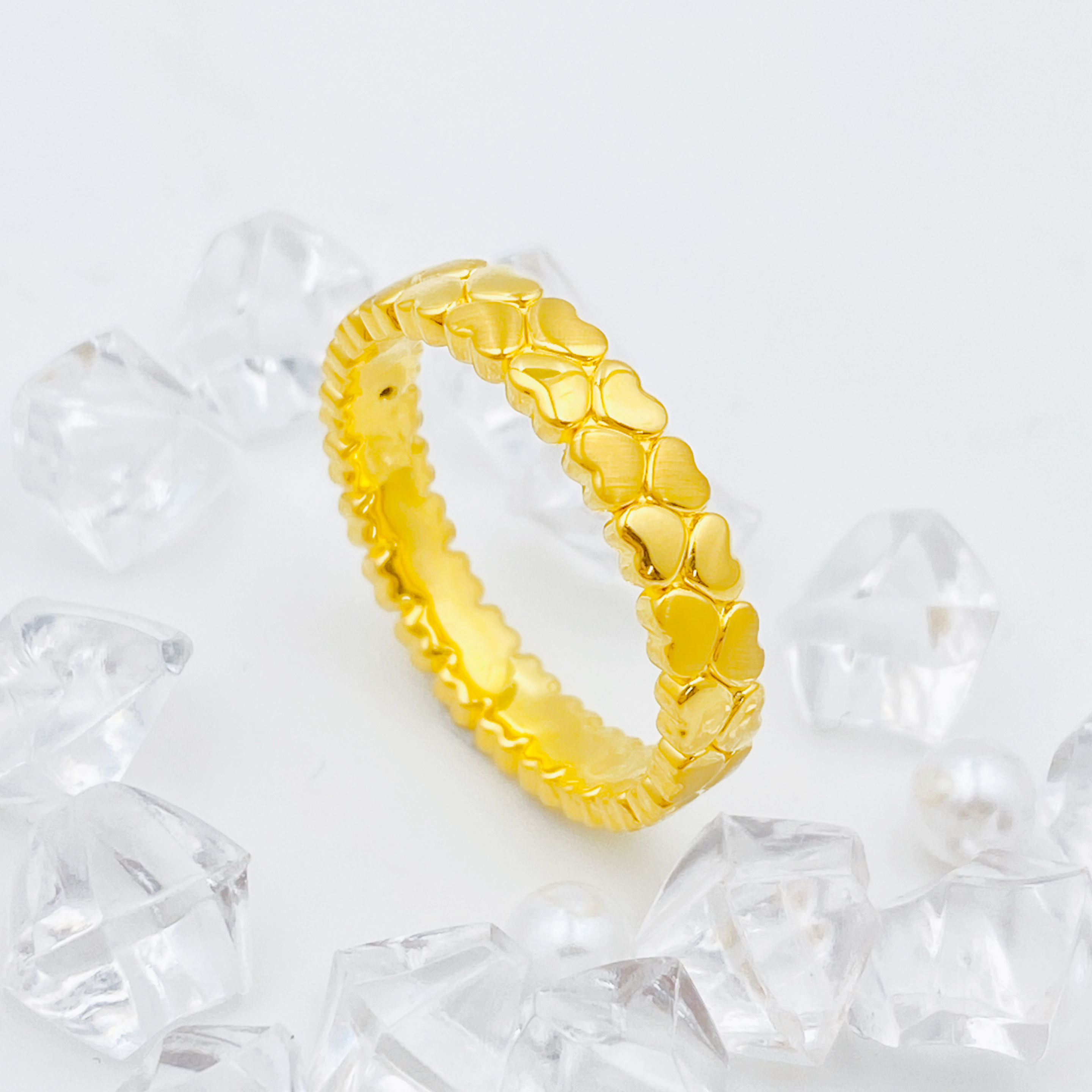 【优加】足金999 双层拼接爱心戒指1.31 14圈口