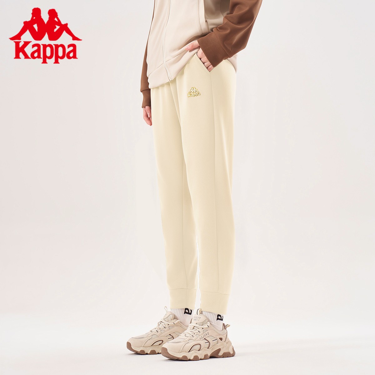 KAPPA/背靠背情侣时尚休闲潮流百搭透气宽松抽绳刺绣家居裤-TZQC