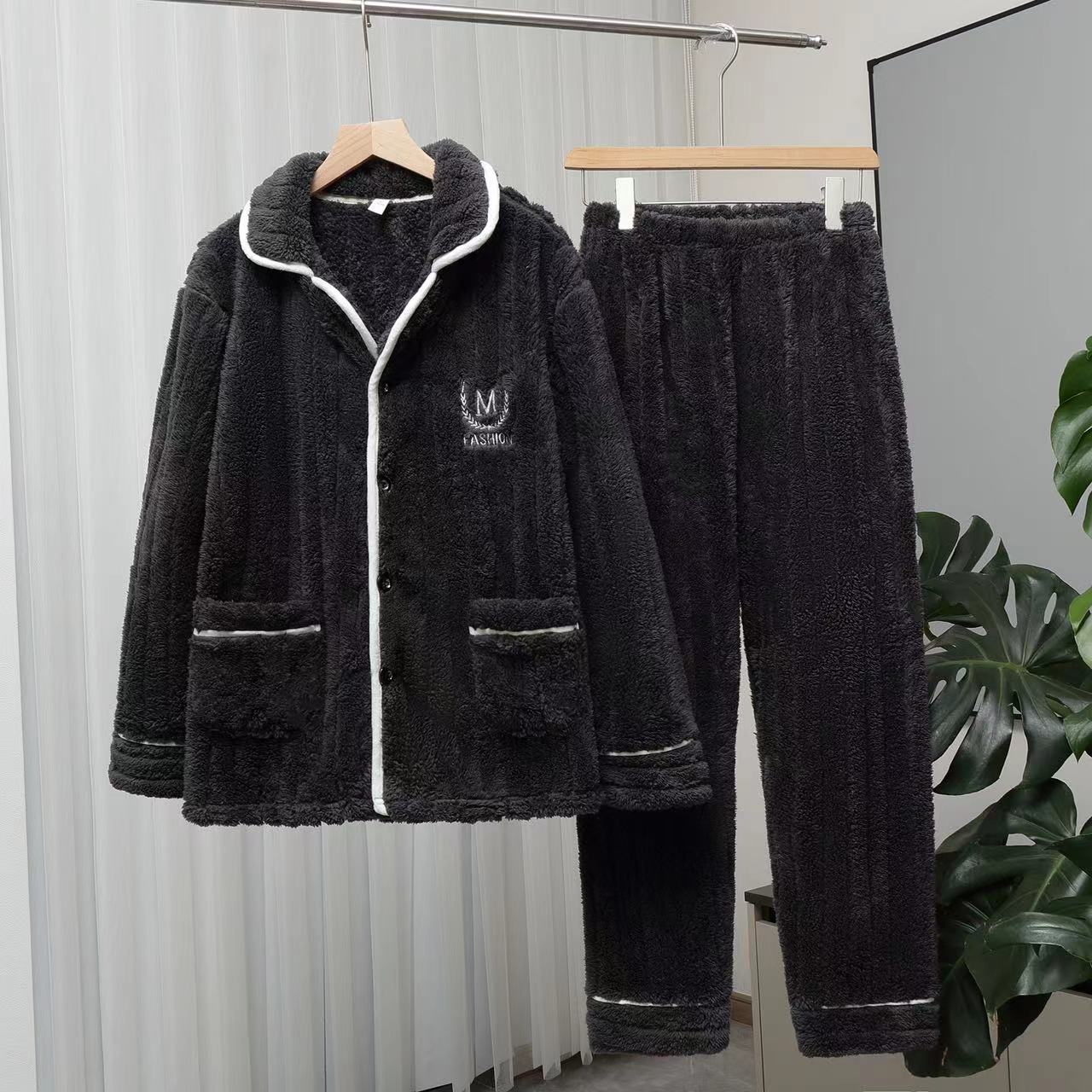 【降温福利】睡衣男士加绒加厚保暖法兰绒冬季家居服男款冬天套装