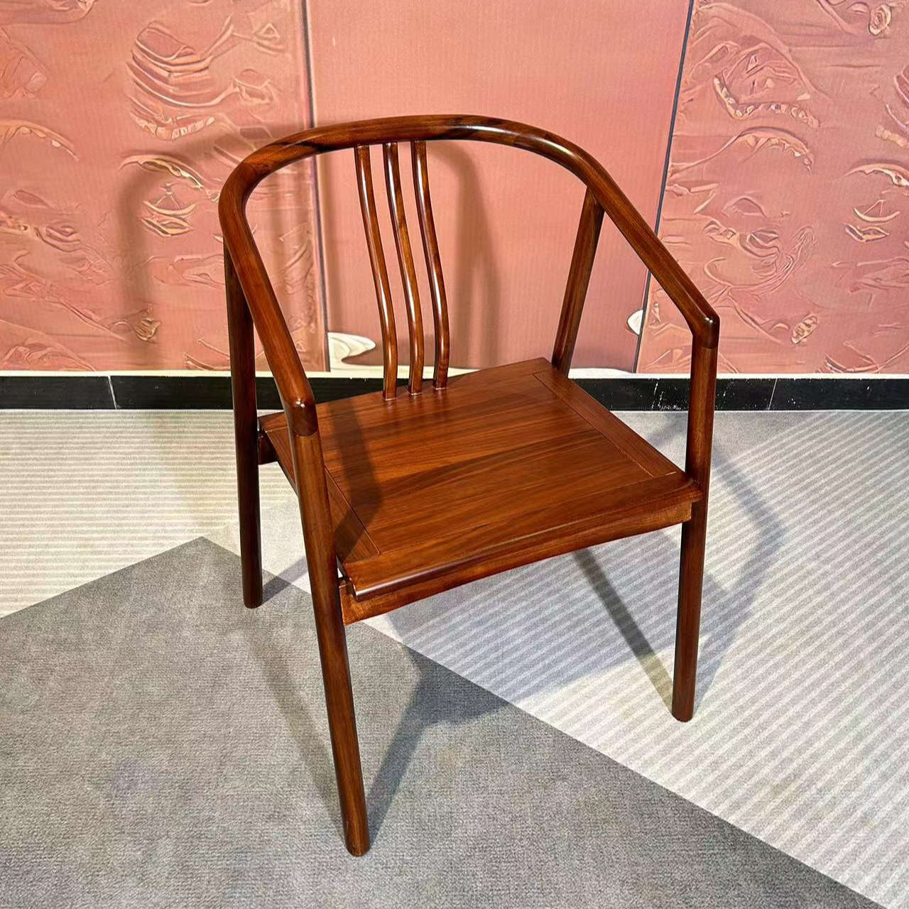 新中式 圈椅乌金木实木椅家用阳台茶椅客厅