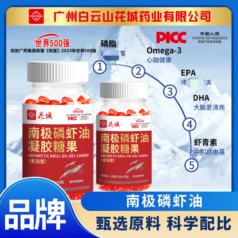 南极磷虾油【1瓶+补贴5瓶 一年量】花城60粒/瓶S2