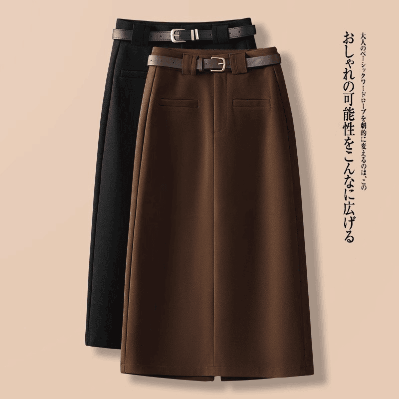 毛呢开叉长裙女2025秋冬新款高腰显瘦直筒开叉一步气质包臀半身裙