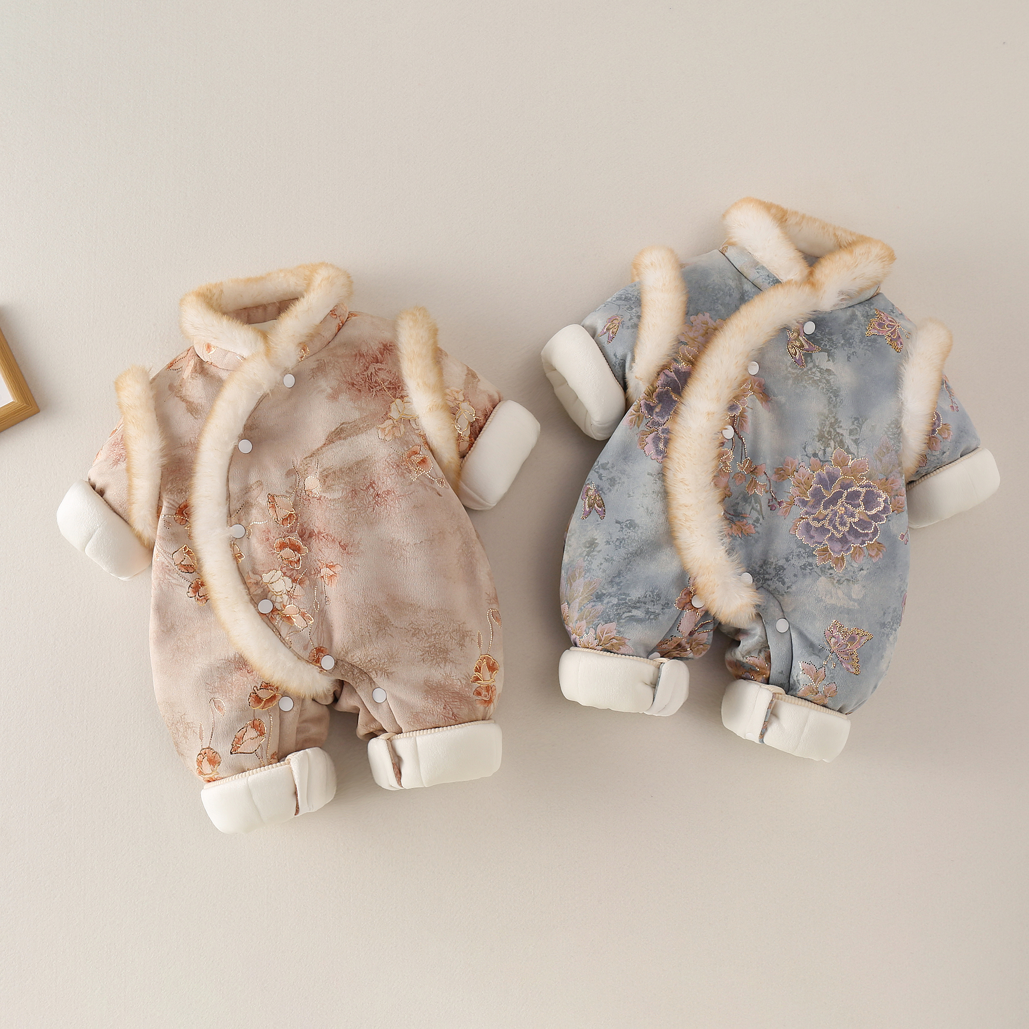 婴幼儿中国风加棉加厚冬季连体衣礼服新品周岁衣服棉