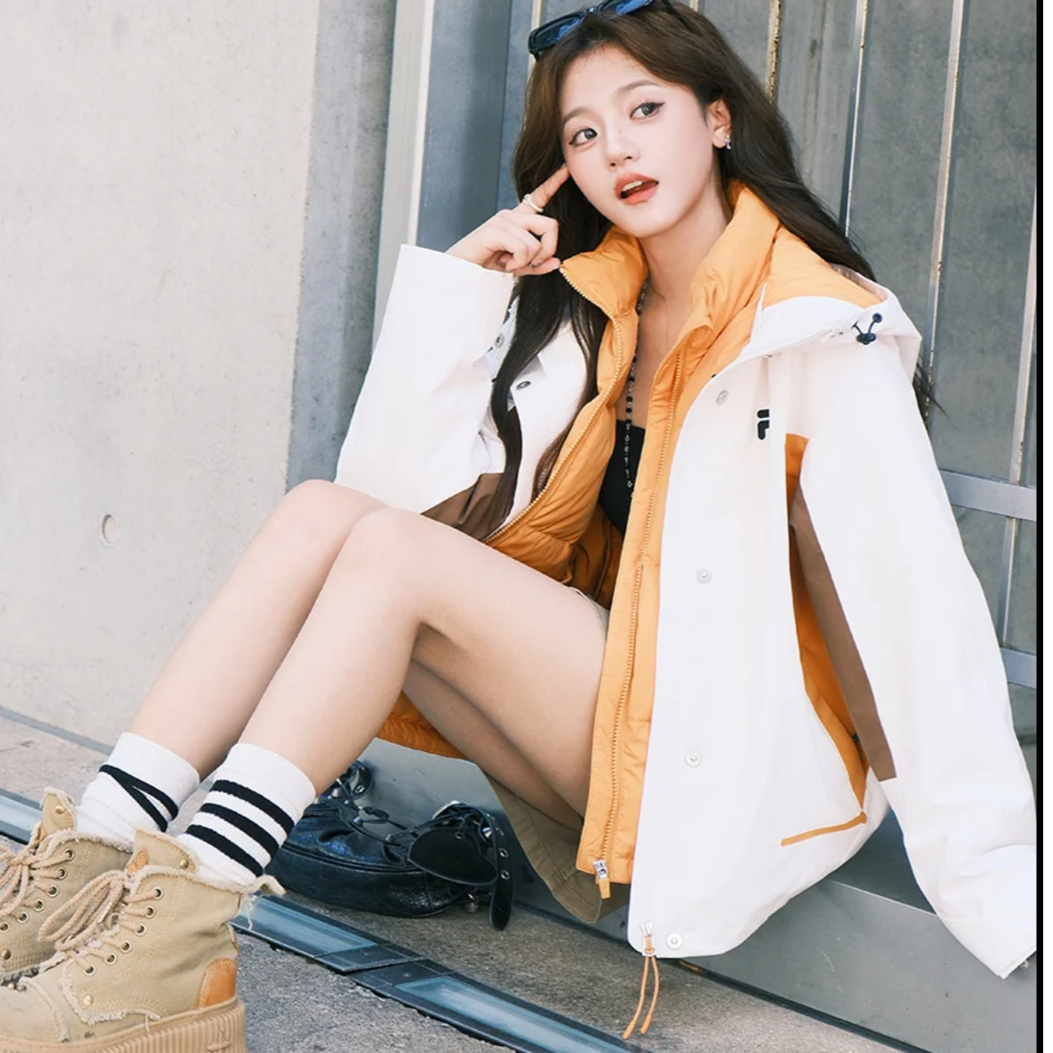 Fila/斐乐潮牌女装三合一防风外套羽绒服柔和机能流光风